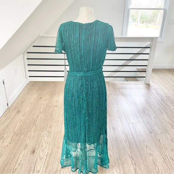 NWT 6 8 Nicole Miller teal green sparkly dress - Picture 5 of 7